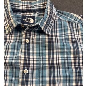 The North Face Mens Plaid Short Sleeve Button Down Shirt Blue‎ Size M